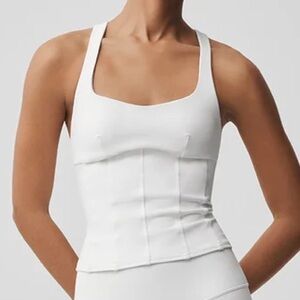 Alo Yoga Airbrush Sparks Fly Corset Tank White S